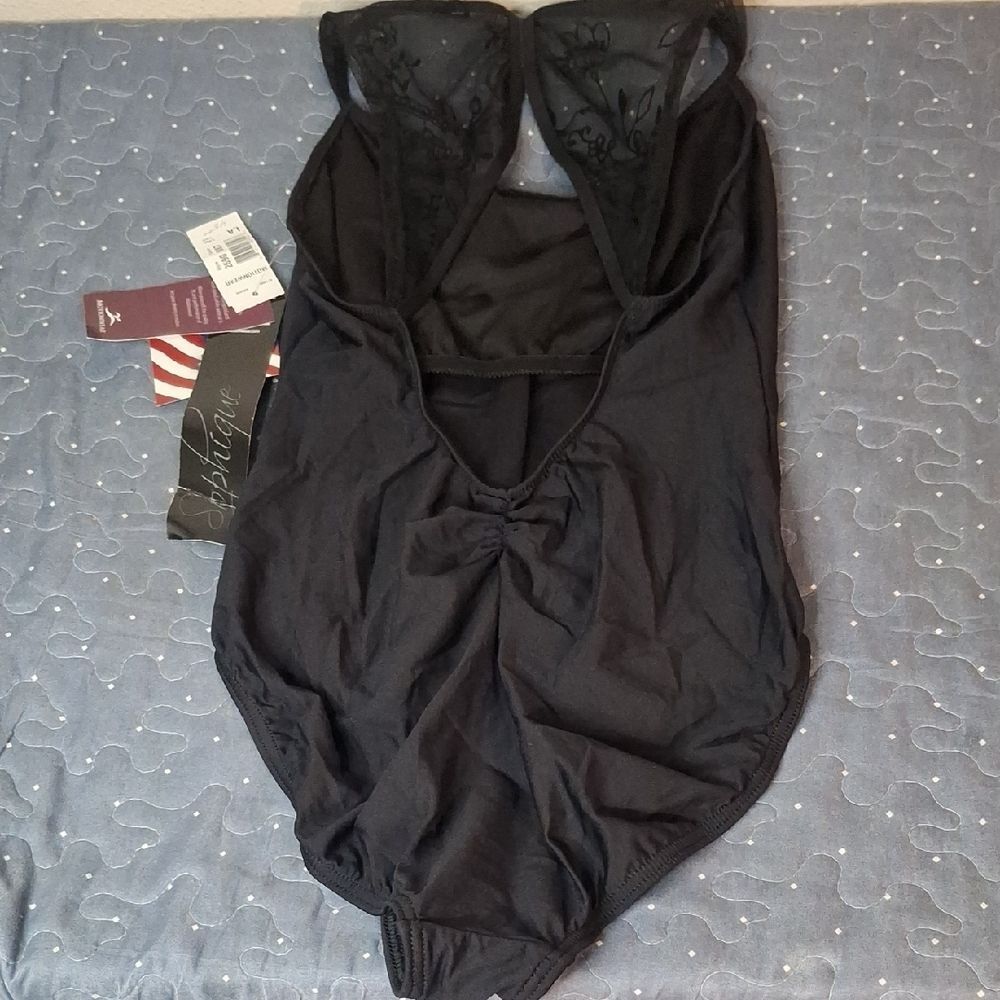 Motionwear Black One-Piece Leotard size large NWT - Picture 4 of 5